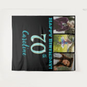 Tenture 70e fête d'anniversaire, Parties scintillant bleue (Devant (Horizontal))