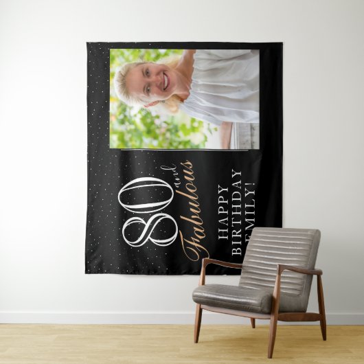 Tenture 80 ans et Fabuleux Fond de photo d'anniversaire 80 (En situation)