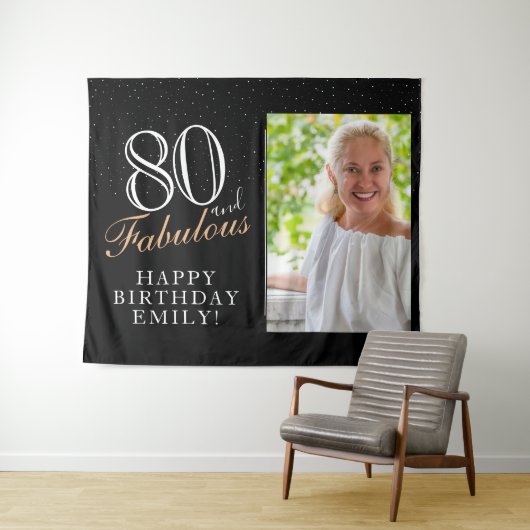Tenture 80 ans et Fabuleux Fond de photo d'anniversaire 80 (En situation (horizontale))