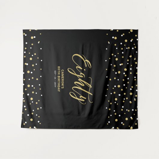 Tenture 80 Gold & Black 80th Birthday Party Contexte (Devant (Horizontal))