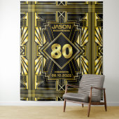 Tenture 80e anniversaire Art Déco Gold Black Great Gatsby (En situation)