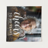 Tenture 80e anniversaire de la fête Photo White Script Che (Devant (Horizontal))