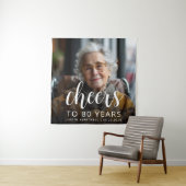 Tenture 80e anniversaire de la fête Photo White Script Che (En situation)