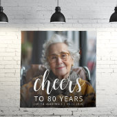 Tenture 80e anniversaire de la fête Photo White Script Che