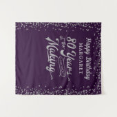 Tenture 80e anniversaire fond d'argenterie violette Confet (Devant (Horizontal))