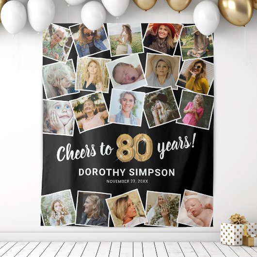 Tenture 80e anniversaire Multi Photo fond