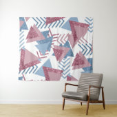 Tenture 80s Abstrait lunaire | Dusty Mauve rose et bleu (En situation (horizontale))