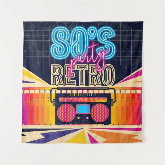 Tenture 80s, retro music party. Old style poster. Disco fl (Devant)