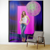 Tenture 90's Retro Space Party Decoration Backdrop (En situation)