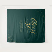 Tenture À 30 ans | Fête d'anniversaire Or et Vert (Devant (Horizontal))