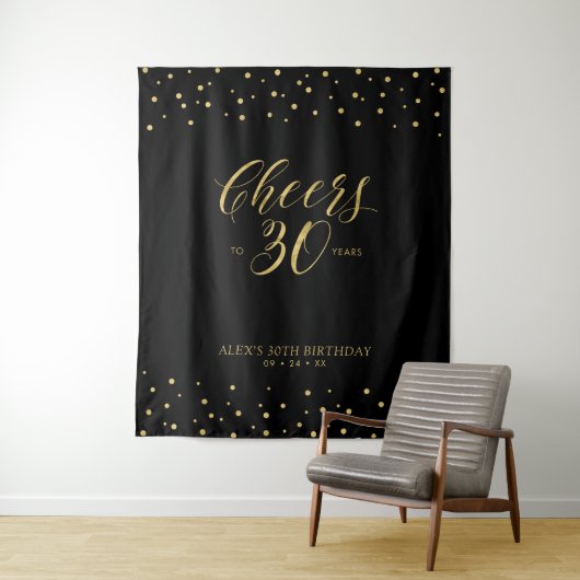 Tenture À 30 ans | Soirée d'anniversaire Or et Noir T (En situation)