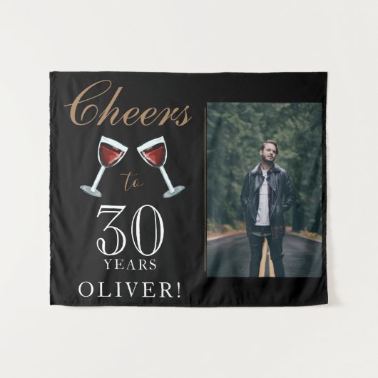 Tenture À 30 Ans Vin Rouge 30e Anniversaire Photo (Devant (Horizontal))