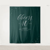 Tenture À 40 ans | Fête d'anniversaire Argent et Vert (Devant)