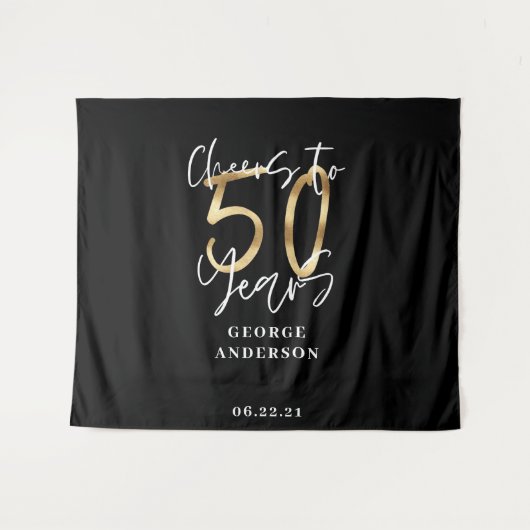Tenture à 50 ans d'or et de noir moderne (Devant (Horizontal))