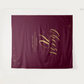 Tenture À 70 ans | Fête d'anniversaire or et rouge (Devant (Horizontal))