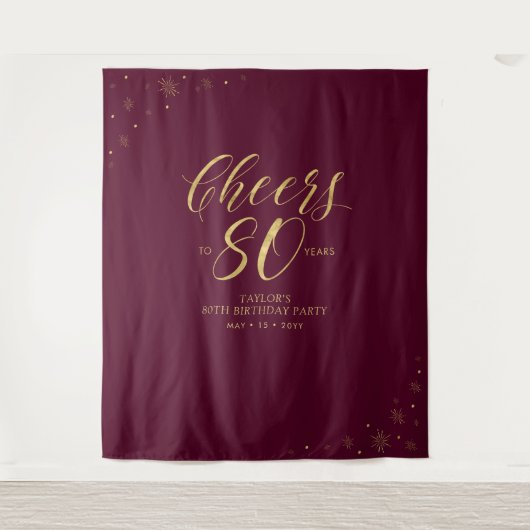 Tenture À 80 ans d'or et de rouge Fête des 80 ans (Devant)