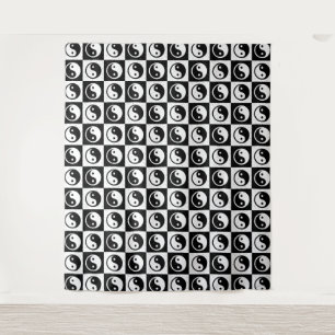 Tenture À damiers blanc noir Yin-yang Zen Block Imprimer