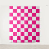 Tenture à damiers carré chaud rose blanc rétro géométrique (Devant)