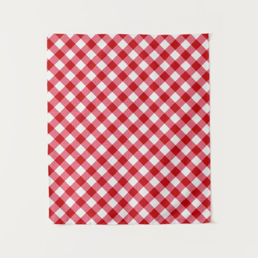 Tenture à damiers tartan plaid classique rouge blanc textu (Devant)
