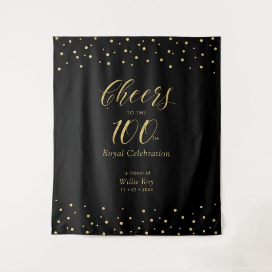 Tenture À la 100e | Célébration 100e Or & Noir (Devant)