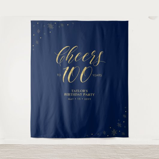 Tenture À la fête des 100 ans, fête d'anniversaire Or et B (Devant)