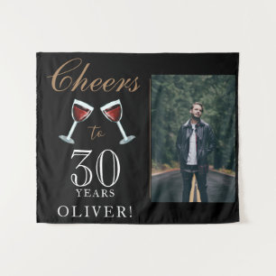 Tenture À la santé de 30 ans de vin rouge Photo d'annivers