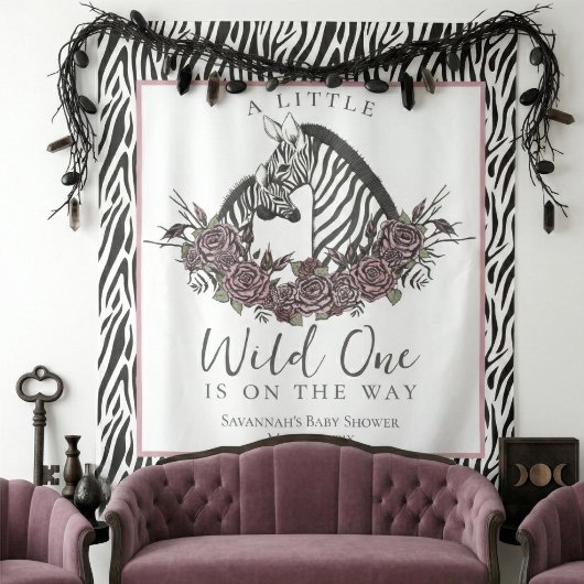 Tenture A Little Wild One Baby Zebra Print Backdrop