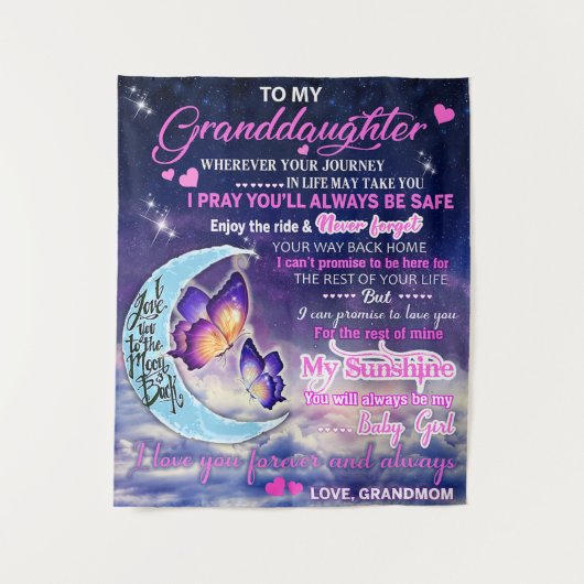 Tenture À ma petite-fille Papillons Idée cadeau d'annivers (Devant)