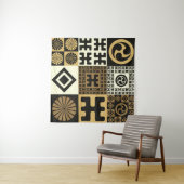 Tenture A set of japanese style seamless patterns, tribal  (En situation (horizontale))