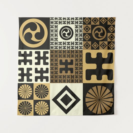 Tenture A set of japanese style seamless patterns, tribal  (Devant)
