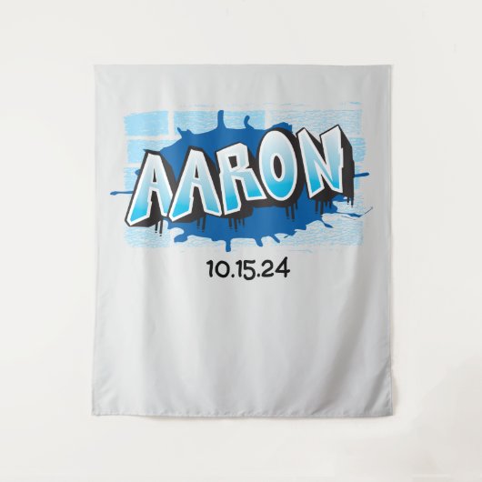 Tenture Aaron Your Graffiti Name Backdrop Photo-Op (Devant)