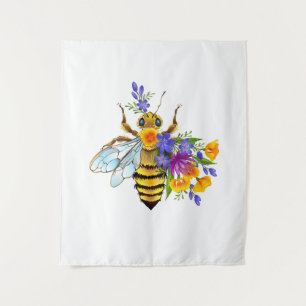 Tenture Abeille à fleurs avec plantes sauvages