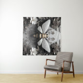 Tenture Abeille de miel dorée sur toile florale (En situation (horizontale))