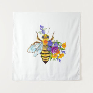 Tenture Abeille des fleurs avec plantes sauvages