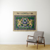 Tenture Abercrombie Clan Badge & Tartan avec Lions (En situation (horizontale))