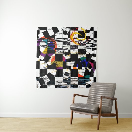 Tenture abstract background composition, with strokes, spl (En situation (horizontale))