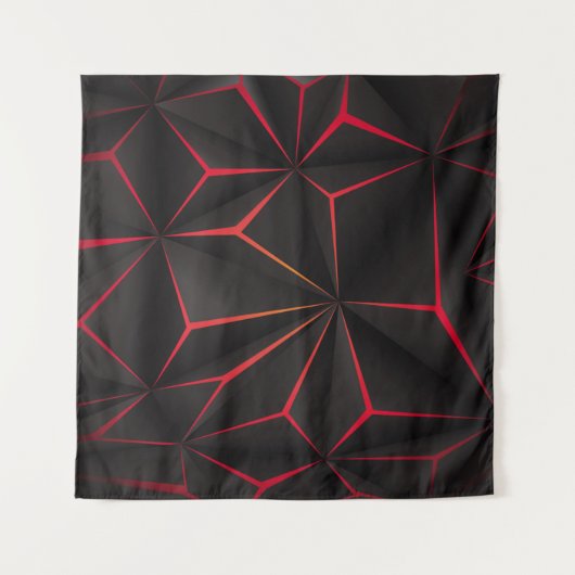 Tenture Abstract black polygon red light futuristic techno (Devant)
