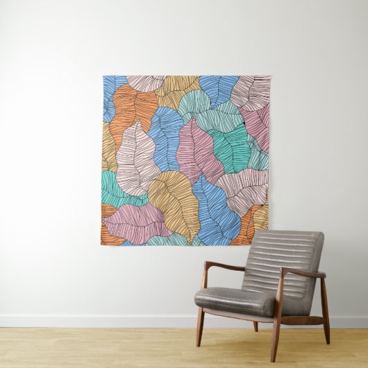Tenture Abstract colorful leaf painting design background (En situation (horizontale))