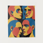Tenture Abstract Faces Grid Art Print, Human Faces (Devant)