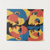 Tenture Abstract Faces Grid Art Print, Human Faces (Devant (Horizontal))