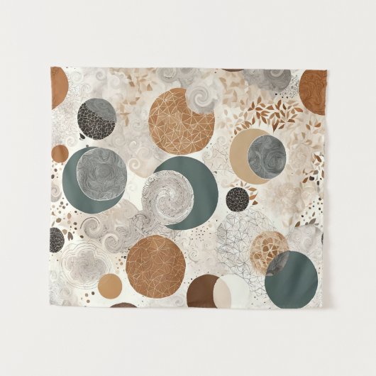 Tenture Abstract Geometric Circle Pattern Neutral Boho 384 (Devant (Horizontal))