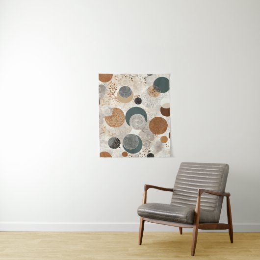 Tenture Abstract Geometric Circle Pattern Neutral Boho 384 (En situation)