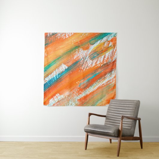 Tenture Abstract gouache painting different bright colors. (En situation)