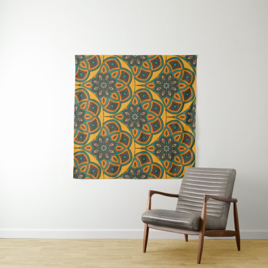 Tenture Abstract mandala fish scale seamless pattern. Orna (En situation (horizontale))