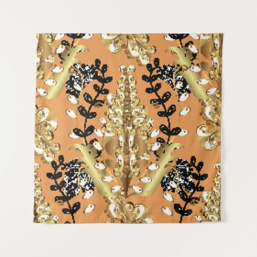 Tenture abstract pattern on orange yellow background with  (Devant)