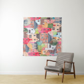 Tenture Abstract seamless pattern with houses. Watercolor (En situation (horizontale))