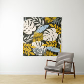 Tenture Abstract seamless pattern with tropical leaves and (En situation (horizontale))