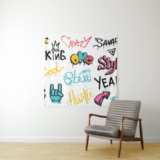 Tenture Abstract street graffiti lettering elements with g (En situation)