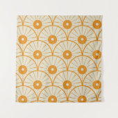 Tenture Abstrait Art Déco Sun Motif Orange (Devant)