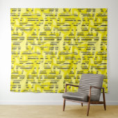 Tenture Abstrait art moderne rayé jaune blanc noir dec (En situation (horizontale))